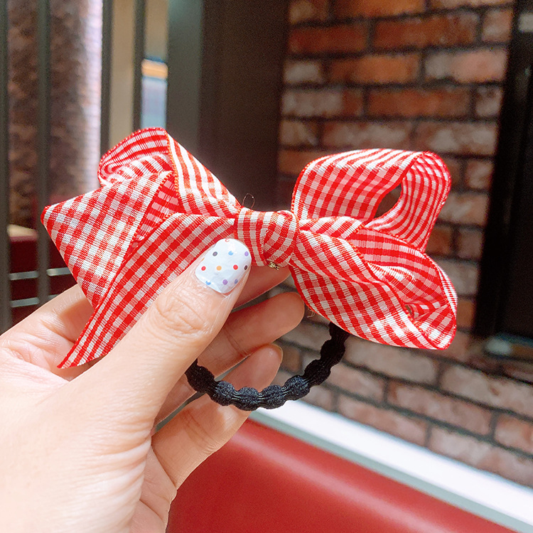 Korean Side Clip Girl Sweet Hair Accessories Red Plaid Bow Hairpin Wholesale Nihaojewelry display picture 3