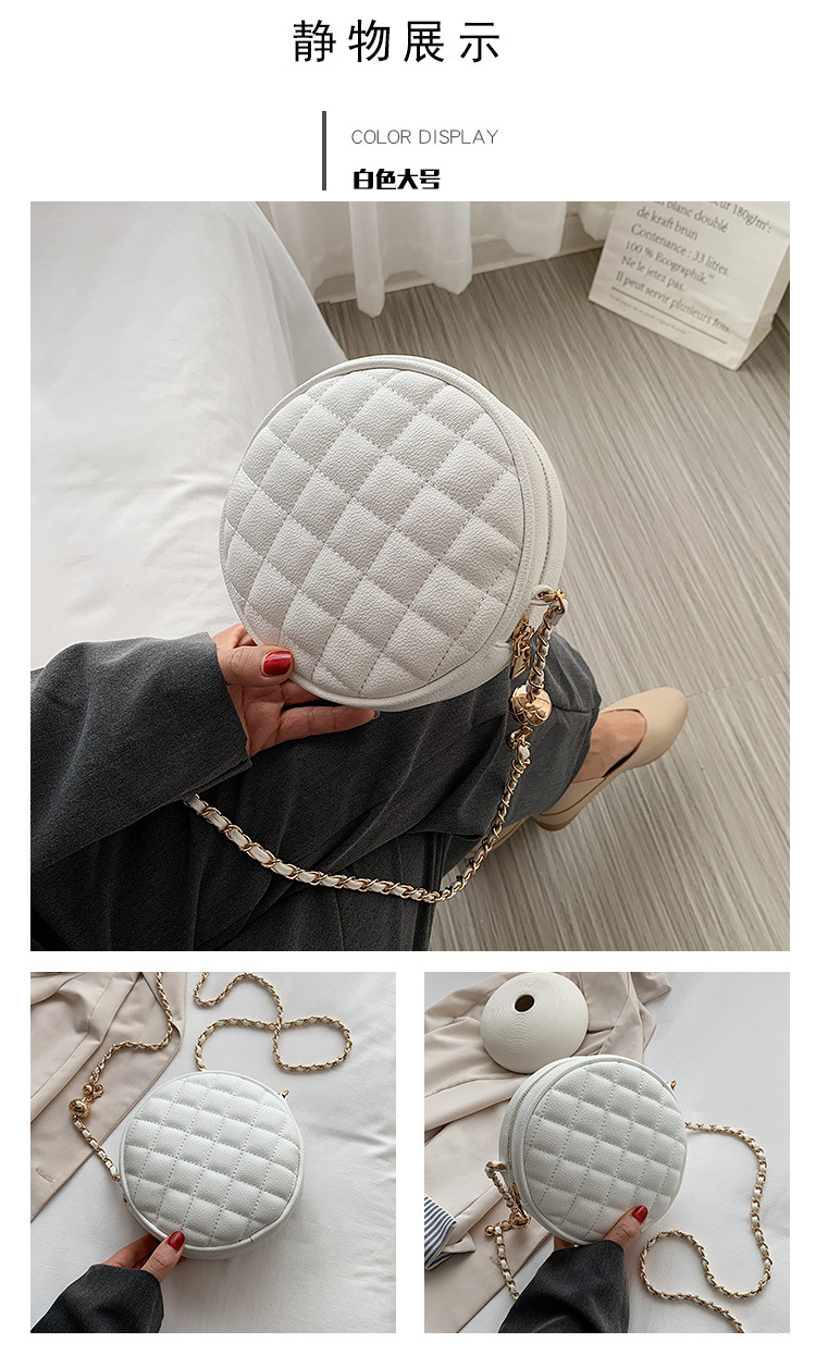 New Fashion Simple  Trend Fashion Rhombus Chain  Shoulder Messenger Small Round Bag Wholesale display picture 18