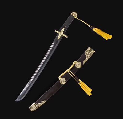 元朗腰刀 健身器械 花纹钢手工剑 不开刃|ms