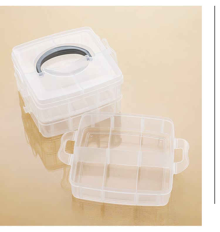 小号三层可拆透明塑料收纳盒工具盒自由组合整理分类归类收纳箱详情11