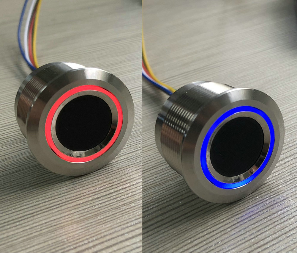 防水款指纹传感器 不锈钢外壳圆形电容指纹模组 彩色灯环  R503