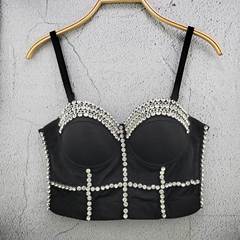 Hot selling pure handmade rhinestone popular vest suspender street style trendy Internet celebrity waist bra top