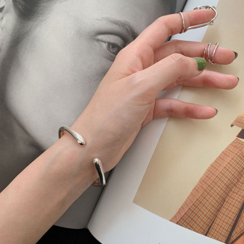 1 Piece Quantity Daily Occasion Simple Style Solid Color Silver Plated Bangles Wholesale