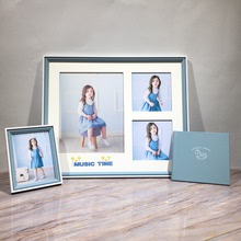2021新款藍色時尚三宮格3件套高檔兒童影樓組合套裝創意活動相框