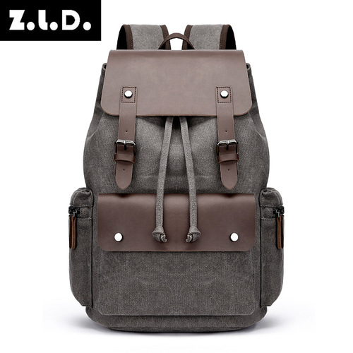 Makiya cross-border canvas casual bag, shoulder computer backpack, men's backpack, student schoolbag for men and women