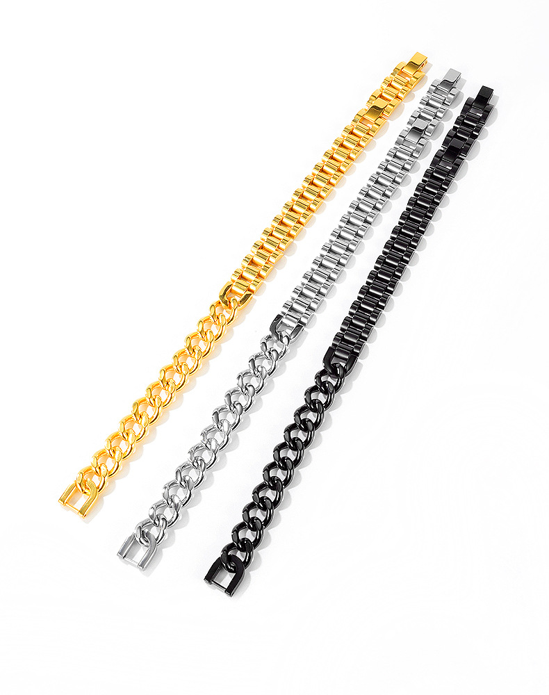 New Men's Domineering Titanium Steel Bracelet Popular Motorcycle Chain Jewelry Wholesale Nihaojewelry display picture 3