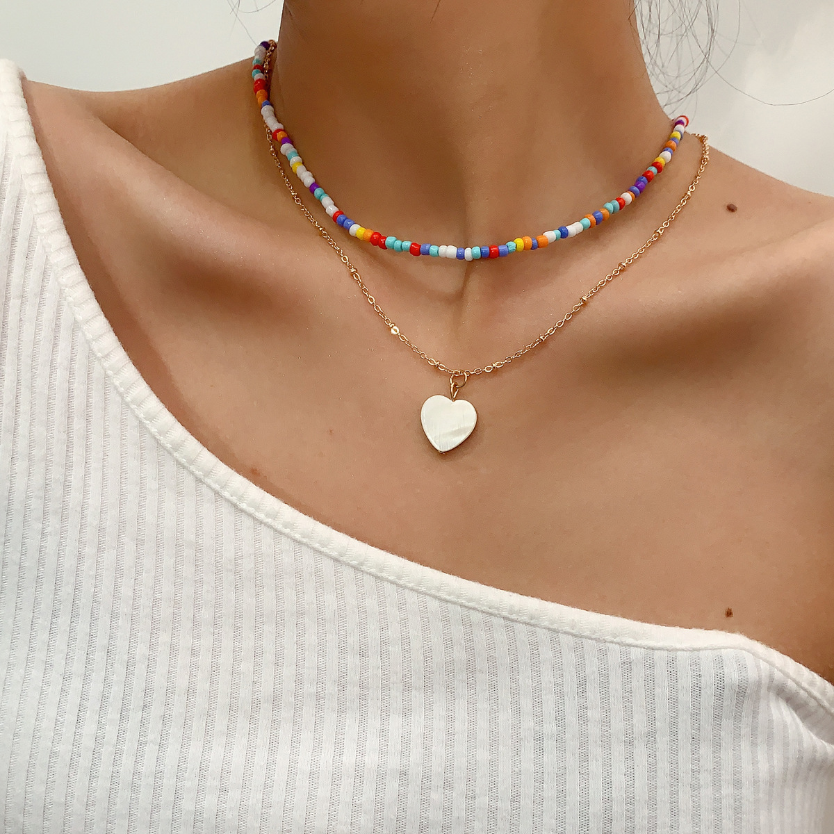 Mode Wilde Perlen Schlüsselbein Kette Geometrische Farbe Reis Perlen Legierung Halskette display picture 3