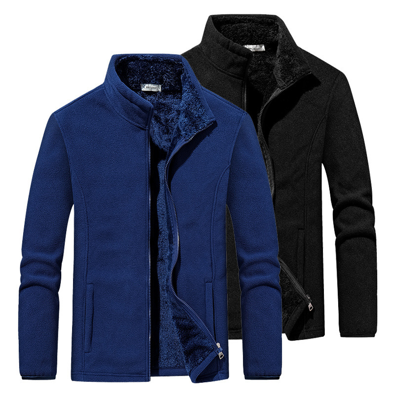 Autumn and Winter Fleece-lined Thickened Sweater Men's Loose Large Size Cardigan Jacket Warm Polar Fleece Top Stand Collar Fleece Clothes Autumn and Winter Fleece-lined Thickened Sweater Men's Loose Large Size Cardigan Jacket Warm Polar Fleece Top Stand Collar Fleece Clothes