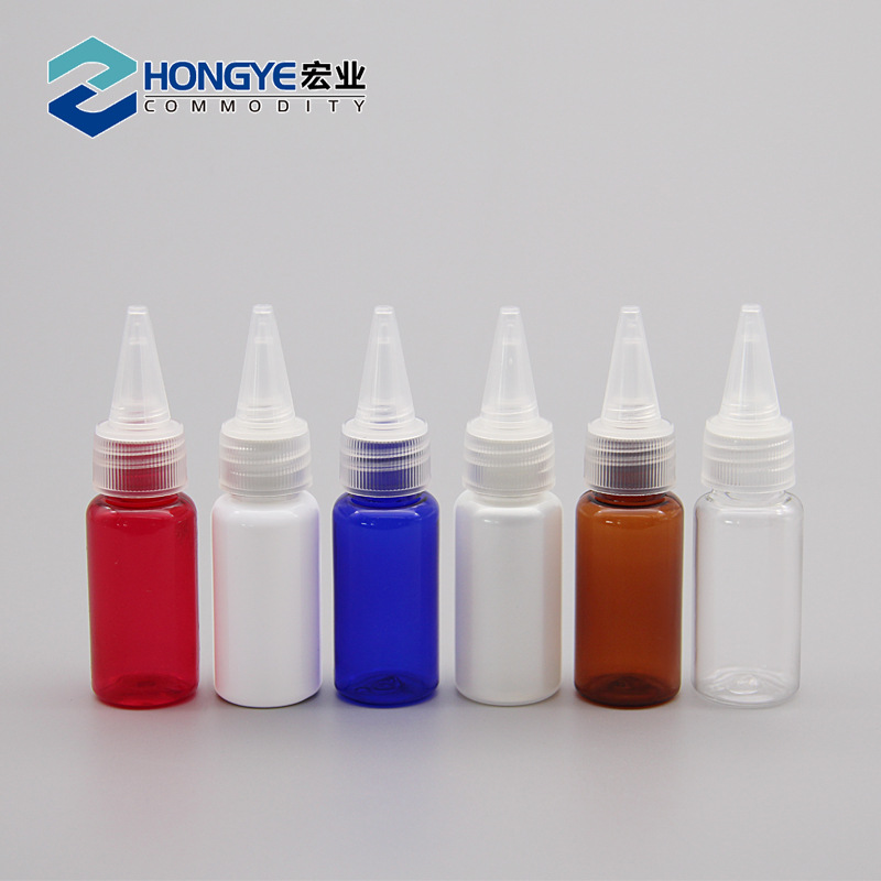 15ML尖嘴瓶 透明挤压尖嘴盖塑料瓶pet小样瓶精致墨水瓶调色颜料瓶