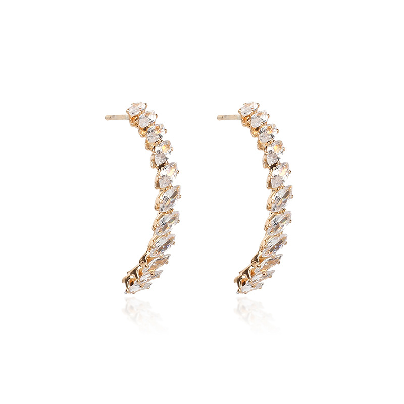 Corée Courbé Mode Strass Plein De Diamants Boucles D&#39;oreilles En Zircon Pour Les Femmes Vente Chaude En Gros Nihaojewelry display picture 10