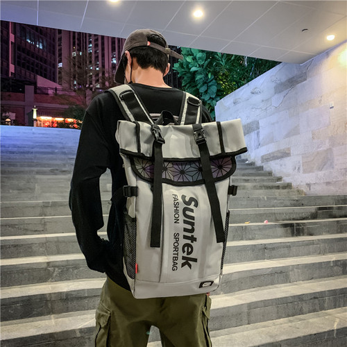 Chase brand dual shoulder bag for men, large capacity street fashion sports casual travel bag, workshop style, reflective, college student backpack