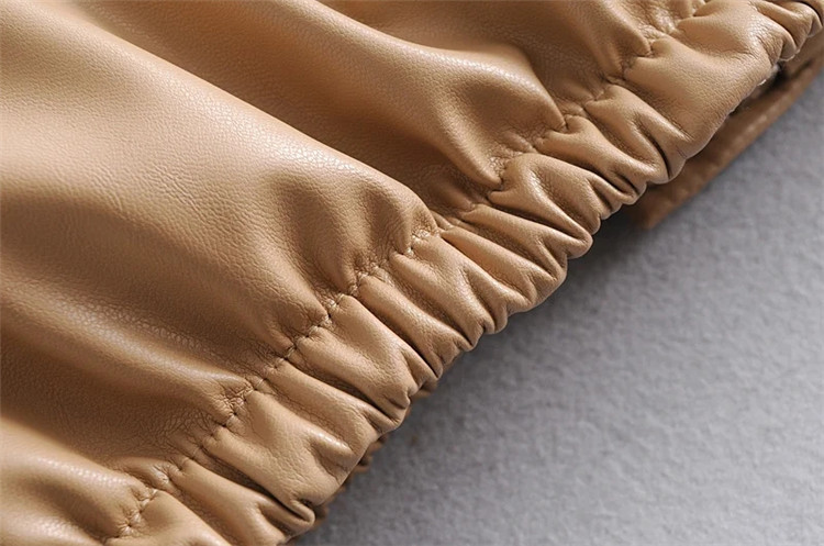 Damenbekleidung lässig einfarbig einfache Leder Baumwollkleidung für Damen Winter neue kleine Stehkragen Pu-Jacke_voghion.com