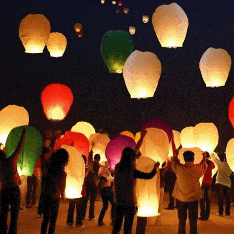 孔明灯荷花灯情人节创意生日祈福天灯心形许愿灯夜放飞心愿