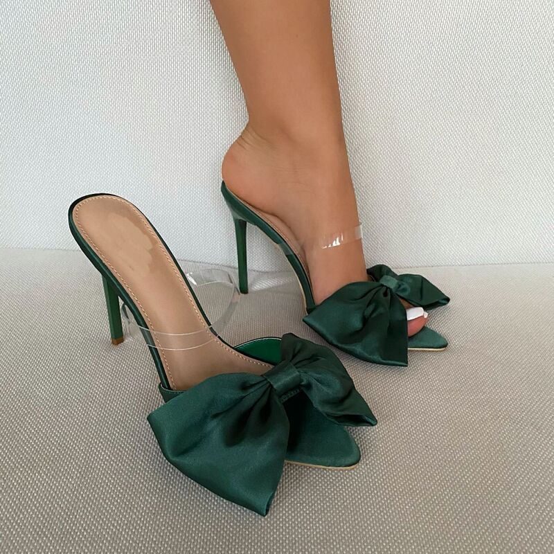 35-42 yards European and American foreign trade new sexy pointed bow PVC fine high-heeled sandals 999-18