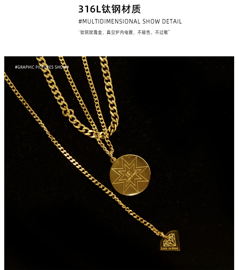 Niche Retro Tassel Diamond Titanium Steel Plated 18k Necklace For Women display picture 9