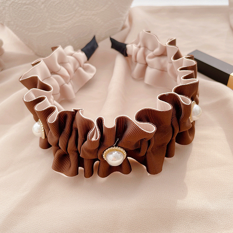 New Korean Pearl Retro Fold Headband display picture 6