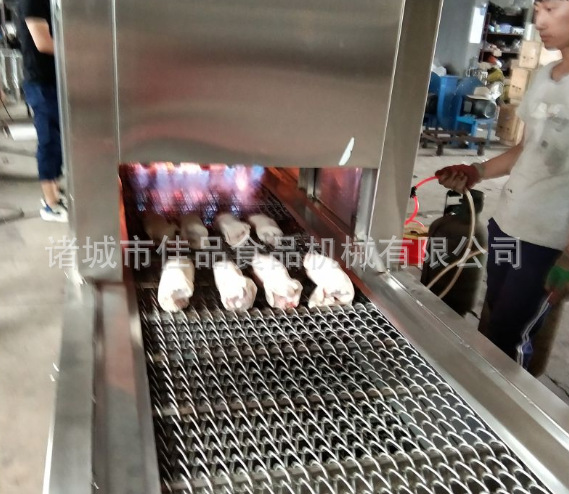 带皮五花肉燃气烧毛机 网带传输猪头烧毛机