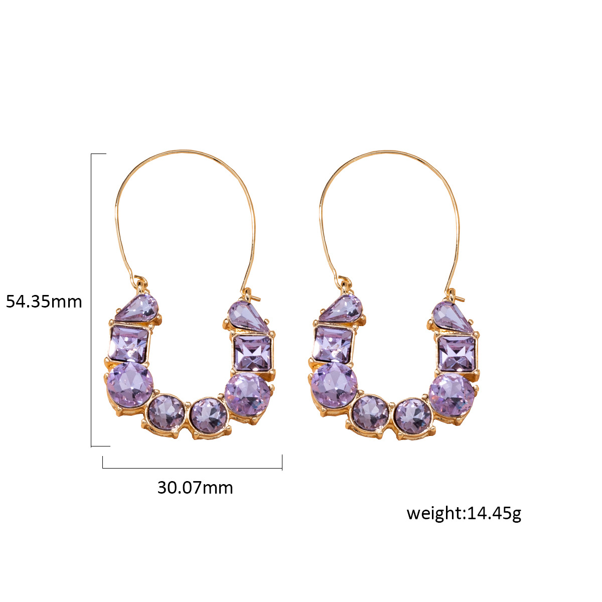 Aretes Retro De Diamantes Morados display picture 5