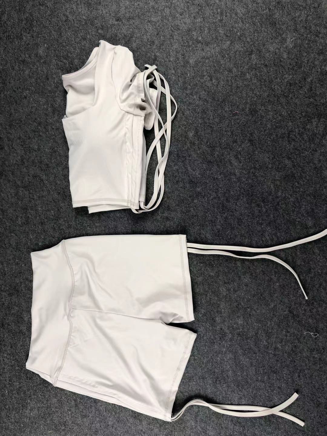 Pantalones de yoga de secado rápido elásticos de cintura alta ajustados con cordón NSLX16819