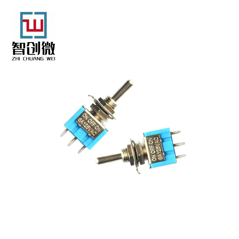 小型钮子开关 MTS-103 3脚3档 单联 三掷 摇头 拨动开关 没螺母