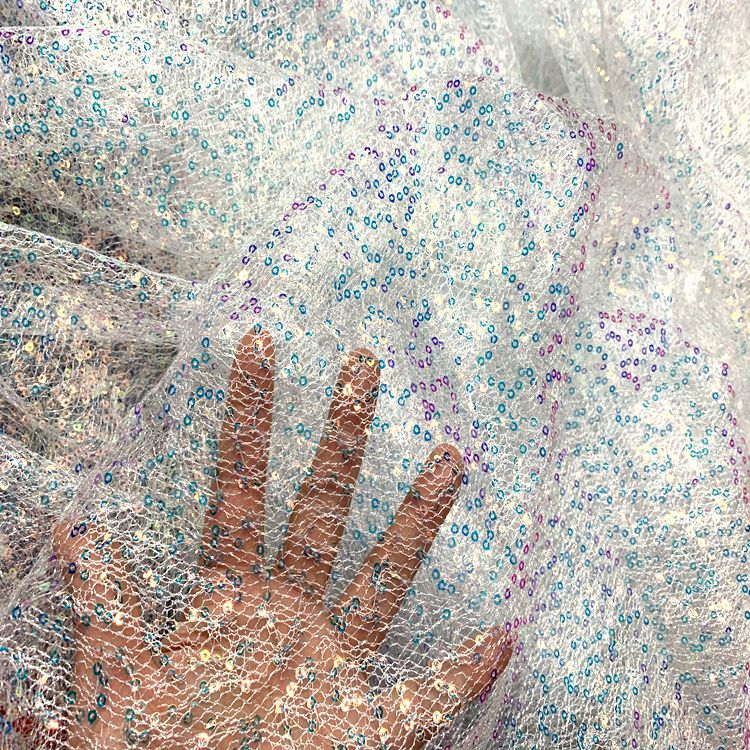 针织网眼布金钢膜绣片服装面料玩具头饰发饰头巾布料网布亮片纱