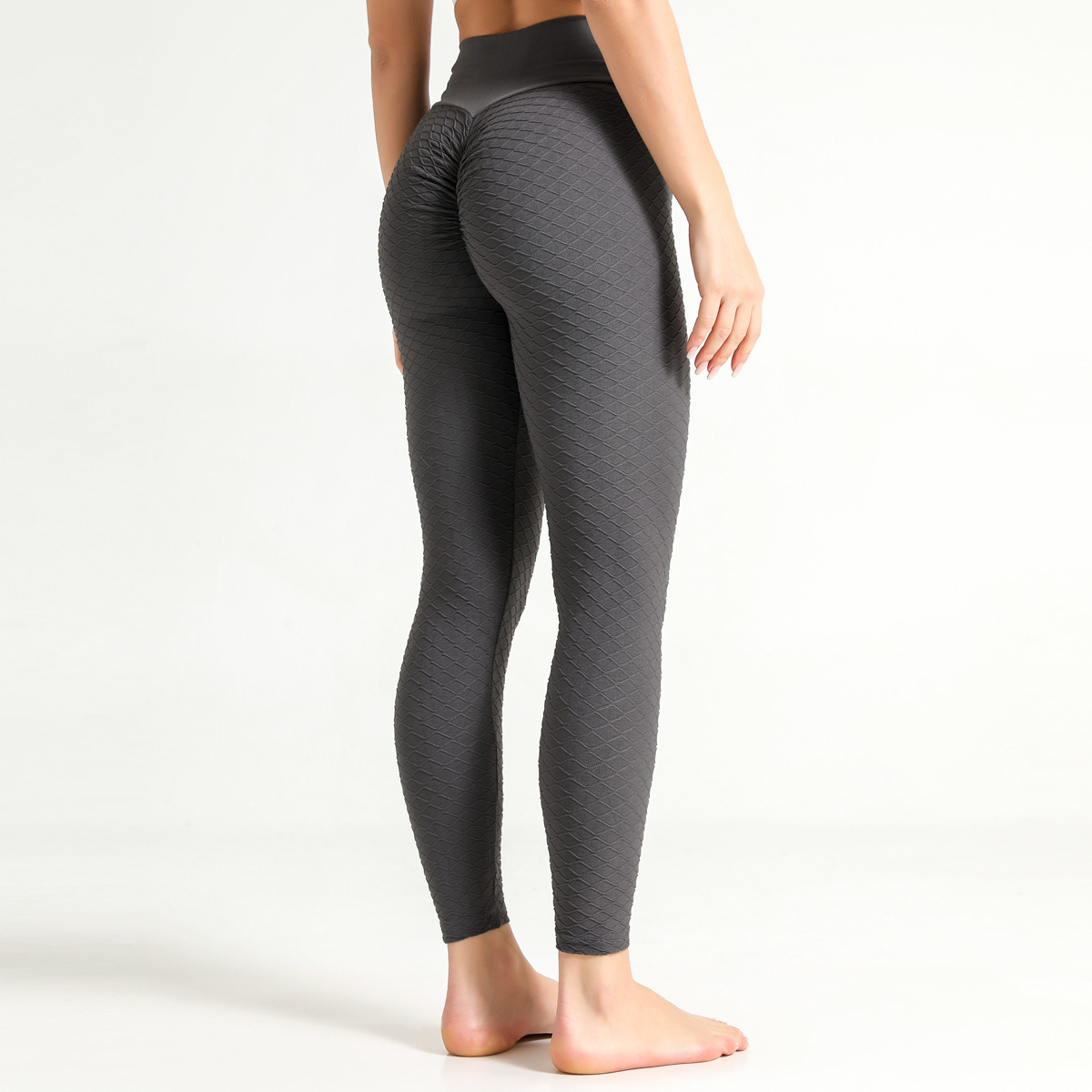 High-Waist Hip-Lifting Stretch Tight Seamless Knitted Jacquard Yoga Pants NSLX12866
