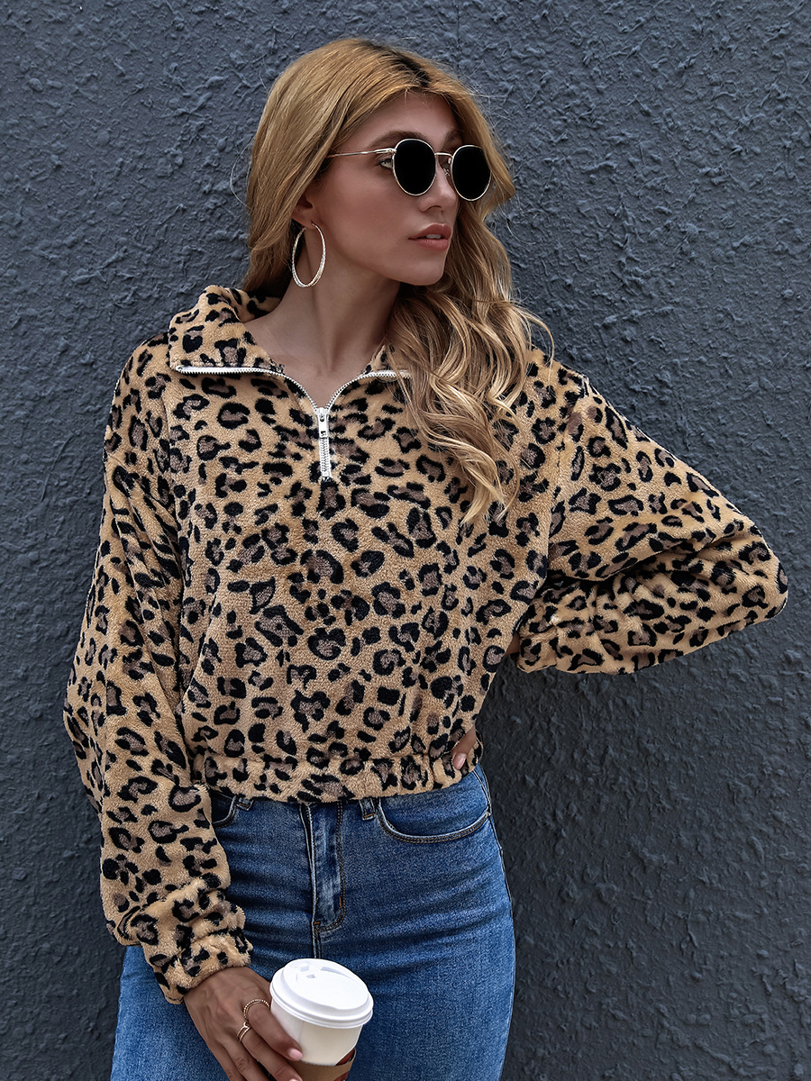 hot sale winter casual lapel loose and thin leopard print long sleeve shirt NSAL1910