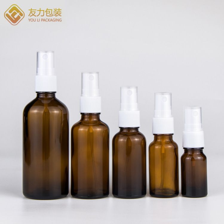 厂家现货5ml-100ml茶色精油瓶 棕色白黑胶头滴管 按压喷雾分装瓶