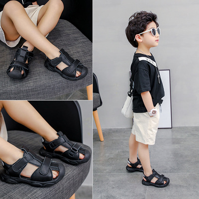2020夏季新款厂家直销男童真皮包头凉鞋防滑男鞋运动休闲一件代发|ms