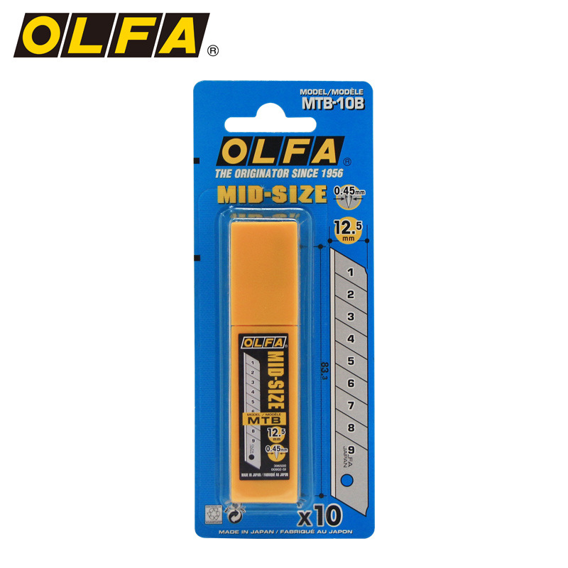 OLFA爱利华刀具12.5mm标准切割刀黑刃刀片MT-1配套刀片/MTB-10B