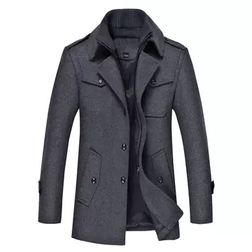 2023 winter explosive business double collar men's woolen coat middle-aged loose wool plus cotton thickened woolen - ShopShipShake