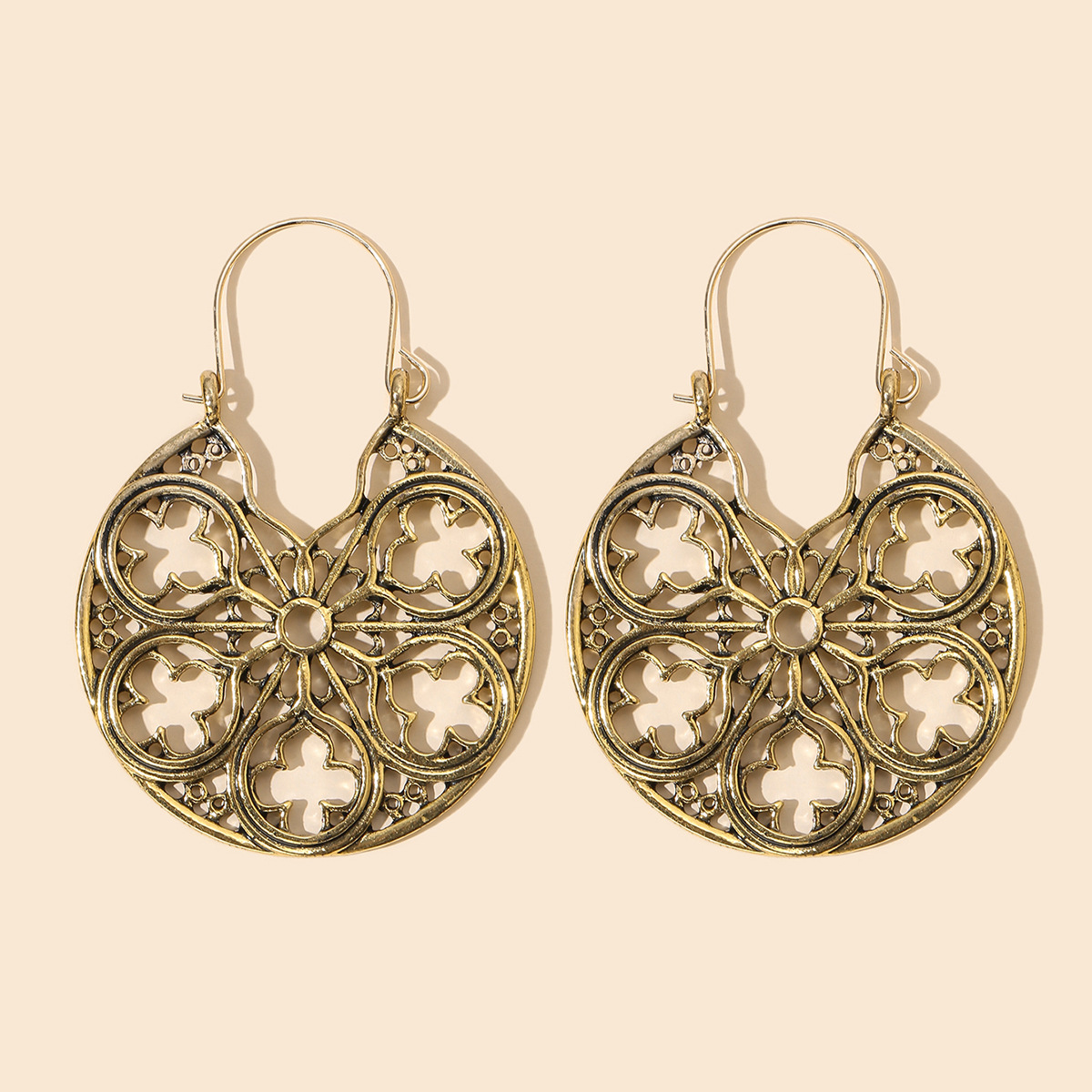 Bohemian Ethnic Carved Rotating Hollow Flowers Retro Earrings Wholesale Nihaojewerly display picture 8