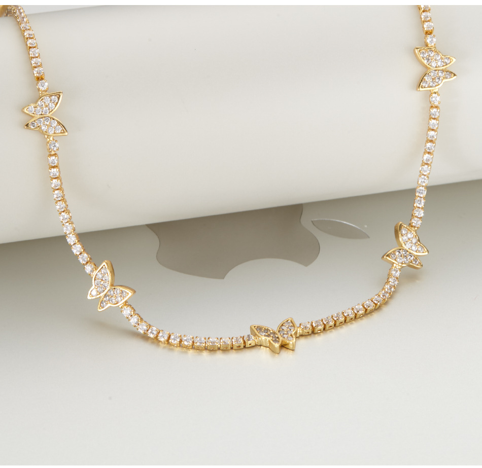 Butterfly Zircon Necklace Stacked Strap Clavicle Chain