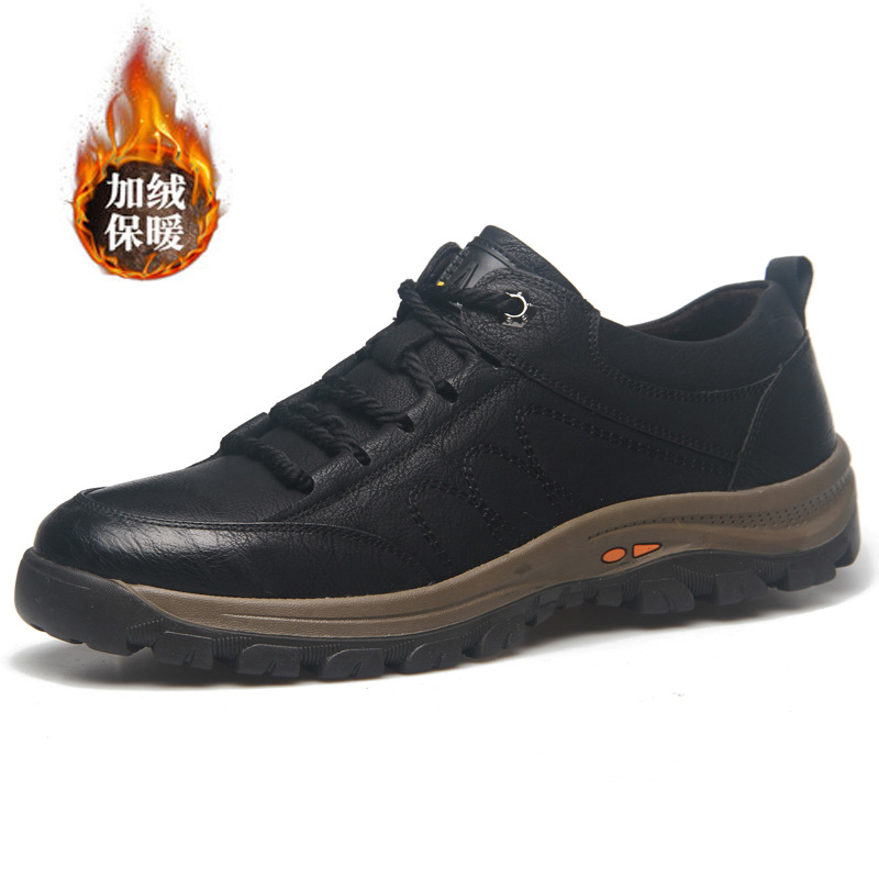男士休闲商务皮鞋男户外运动登山鞋防水防滑中年爸爸男鞋一件代发|ru