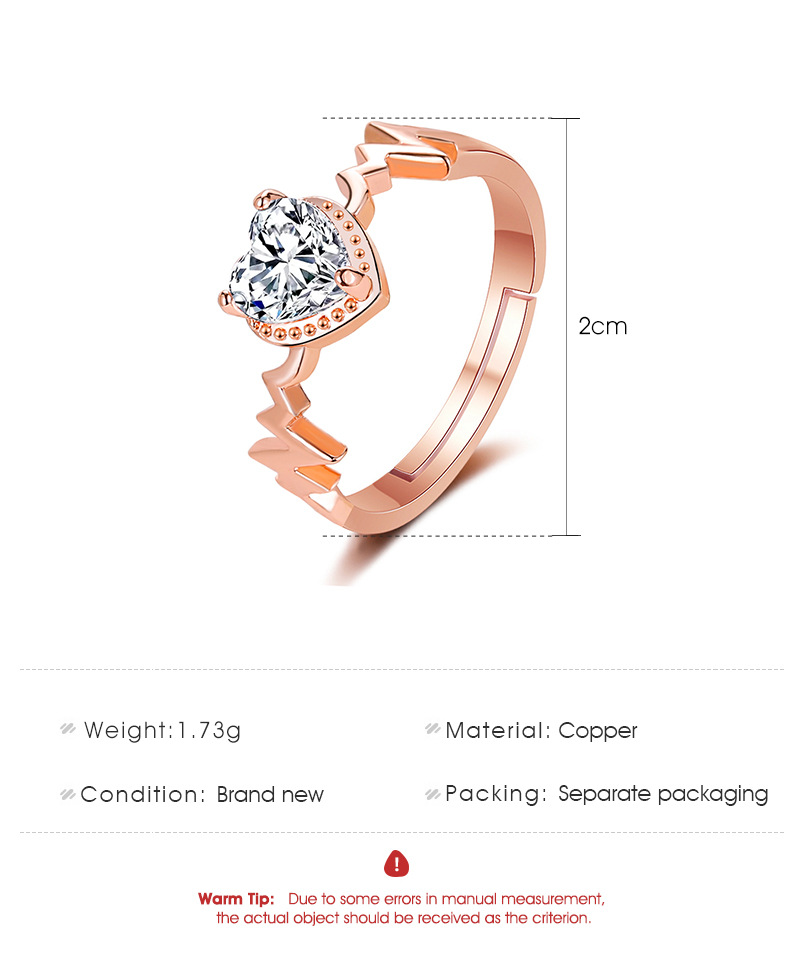 Korean Fashion New Hand-made Temperament Zircon Heart-shaped Ring Creative Ecg Love Ring Women Valentine's Day Gift Wholesale Nihaojewelry display picture 1