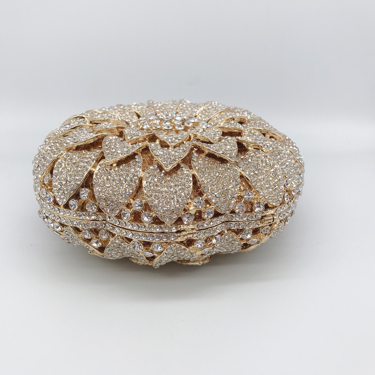 All Seasons Season Gold Silver Rhinestone Metal Flower Round Evening Bags