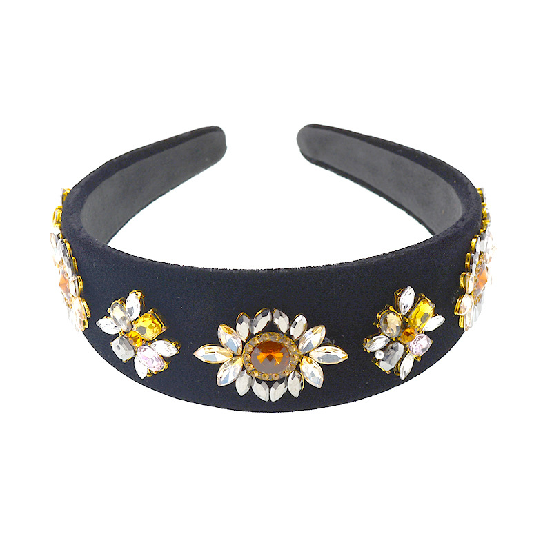 Nueva Diadema De Borde Ancho Con Diamantes Retro display picture 1