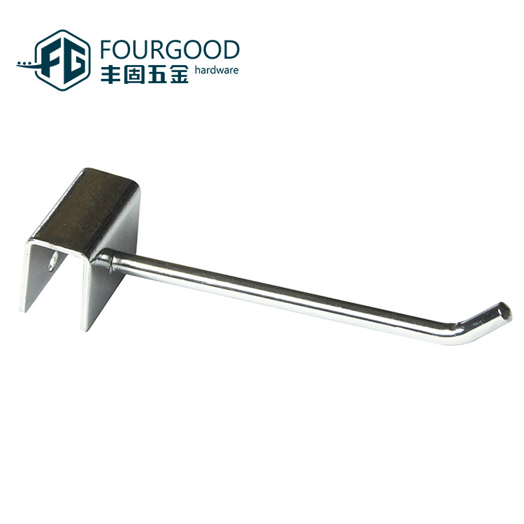 Tarjeta de suministro directo de fábrica de Foshan 15*30 gancho de tubo cuadrado de metal tienda de ropa estante pantalla de una sola línea de molienda gancho de cabeza