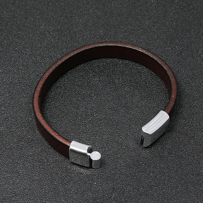 casual multicolor alloy magnet buckle glossy sen simple cowhide bracelet