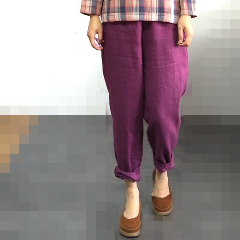 P9435新款女士九支亚麻阔腿休闲家居禅意九分裤子-阿里巴巴