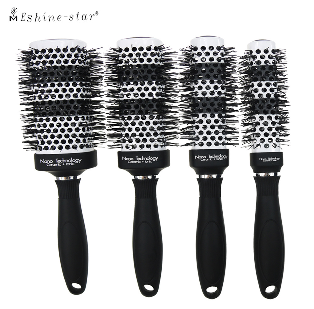 四方黑變白漸變色溫變色美發(fā)梳 陶瓷負(fù)離子滾梳 內(nèi)扣卷發(fā)造型梳