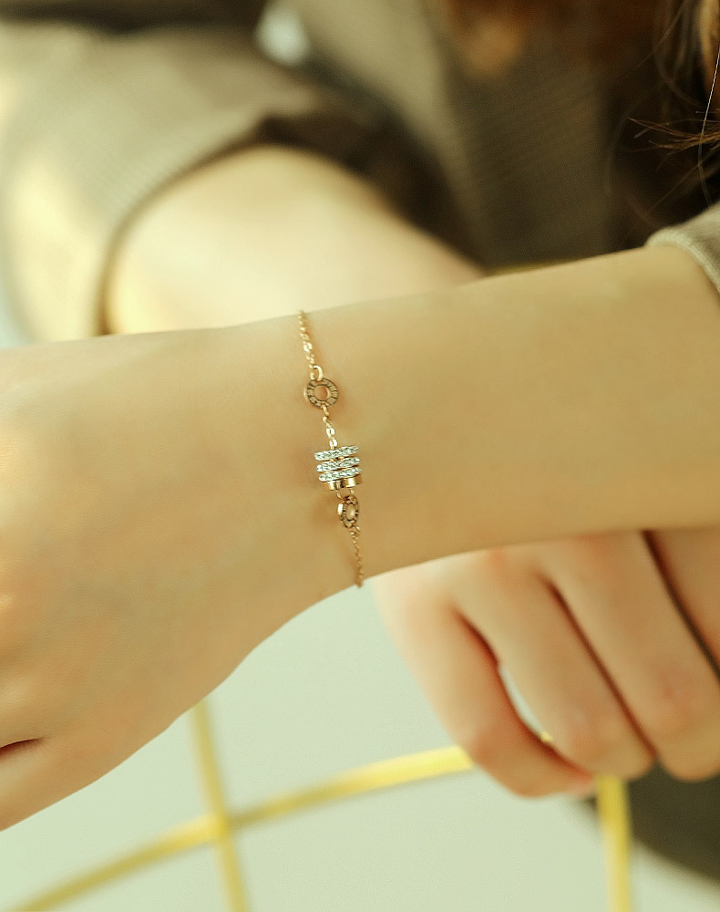 Korean Small Waist Simple Diamond Roman Numeral Bracelet For Women display picture 7