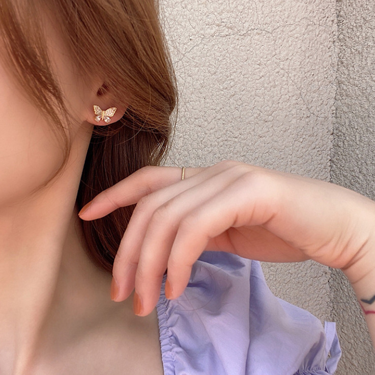 Korean style twowear butterfly tassel long earringspicture3