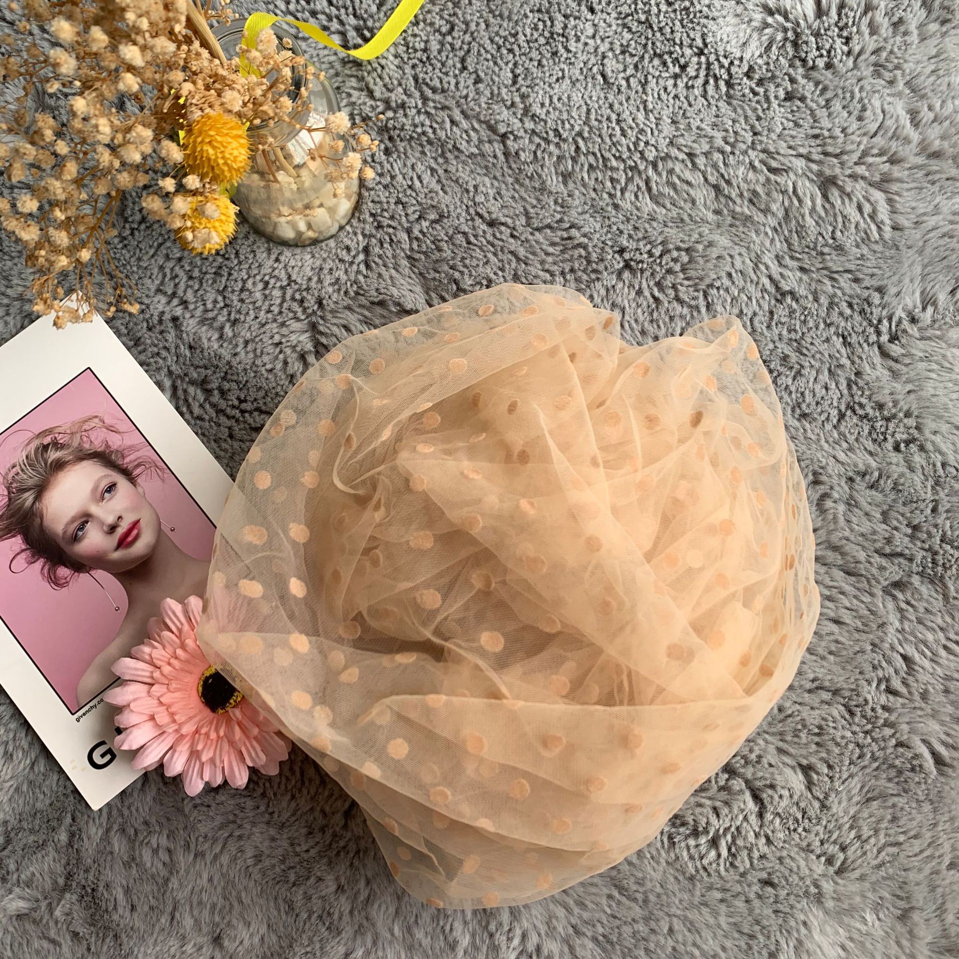 Fábrica directa malla flocado 0,8 dot hanfu ropa de Lolita tela rombo