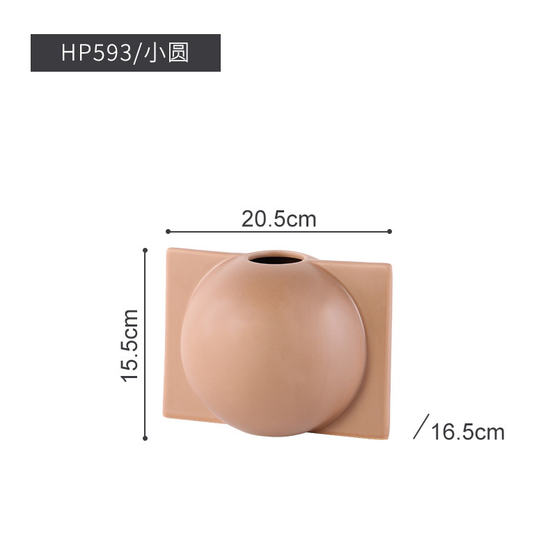 Nordic simple forma del molde florero de cerámica decoración color creativo artesanías diseñador decoración suave