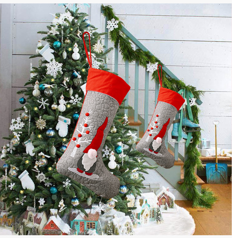 Decoraciones Navideñas Muñeca Sin Rostro Gris Rojo Calcetines Navideños Colgante Grande display picture 8