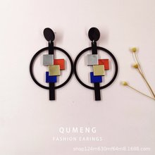 厂家直供新款银针几何复古日韩流行亚克力耳坠耳钉925创意简约ins