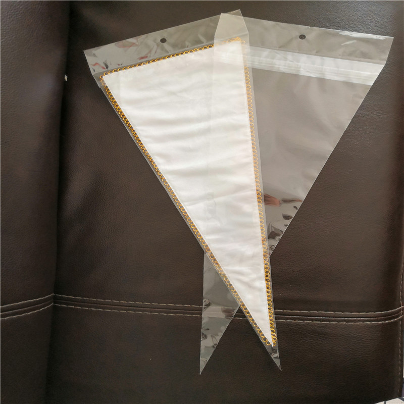 定制高透明OPP透明卡头三角异形袋OPP花袋布艺旗子包装袋利在身袋