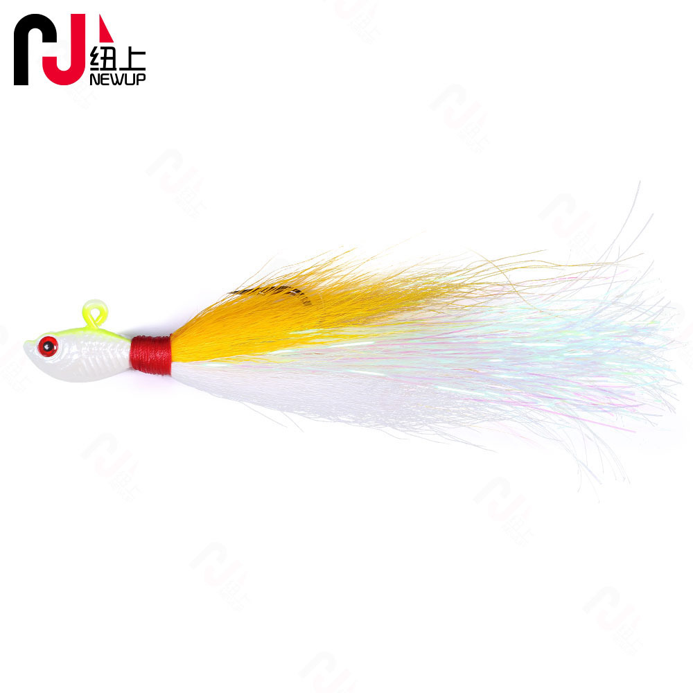 3 Pack Bucktail Jig Fluke Lure Hair Jig Saltwater Freshwater Lures Surf Fishing White Red Chartreuse Bass Flounder Striper Bluefish Halibut Redfish