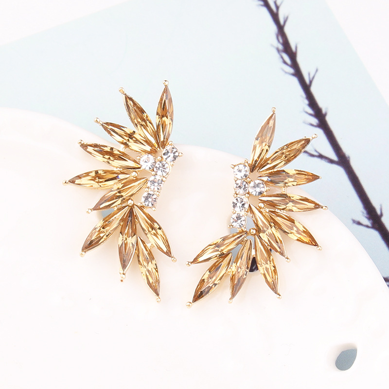 Alloy Material 1 Pair Glam Wings Alloy Plating Resin Rhinestones Women's Drop Earrings